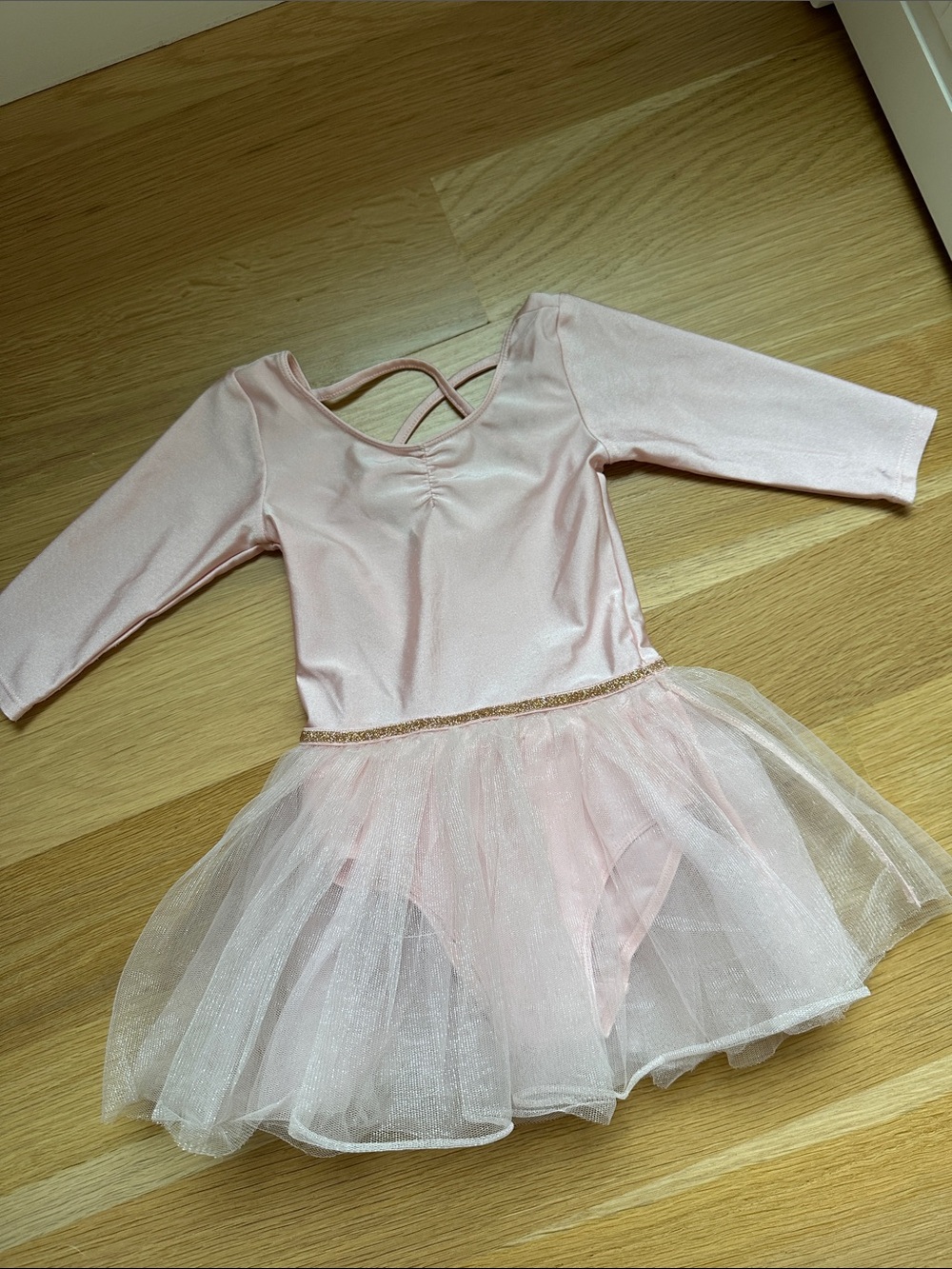 H&M Light Pink Sparkle Tutu Leotard with Cross-Back Straps